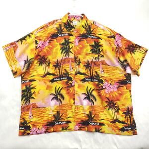 Rima Shirt Mens 3XL Black Yellow Orange Hawaiian West Indies Short Sleeve